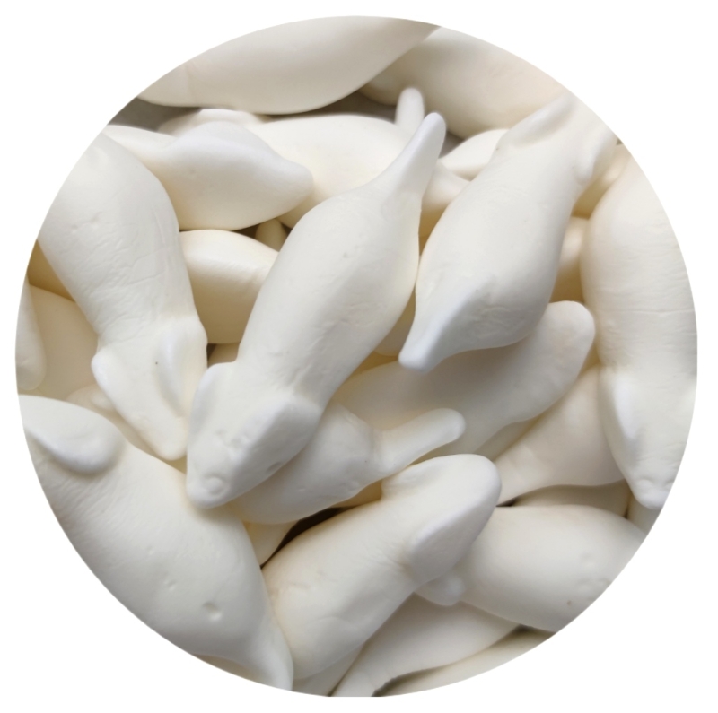 Die super weichen weißen Mäuse von Haribo mit dem Geschmack von Saftorange.